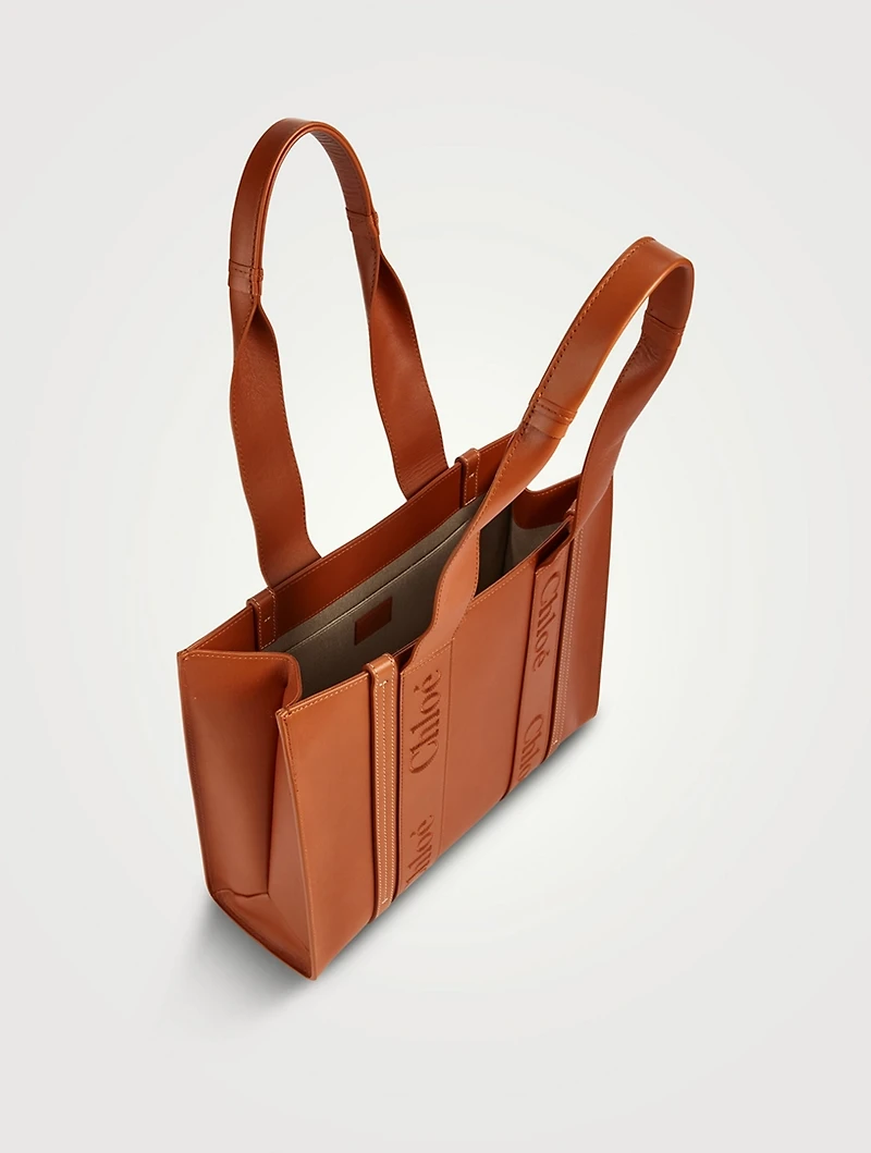 Medium Woody Leather Tote Bag