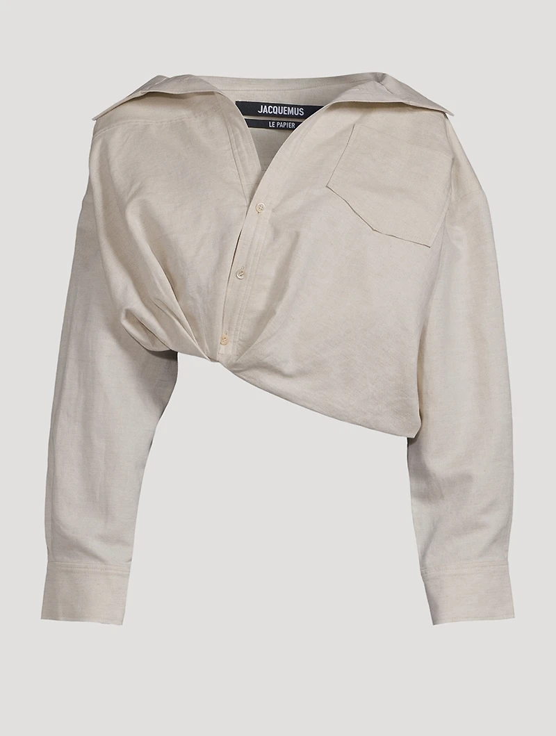 Mejean Cotton-Linen Cropped Shirt