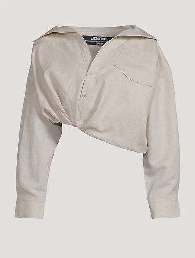 Mejean Cotton-Linen Cropped Shirt