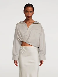 Mejean Cotton-Linen Cropped Shirt