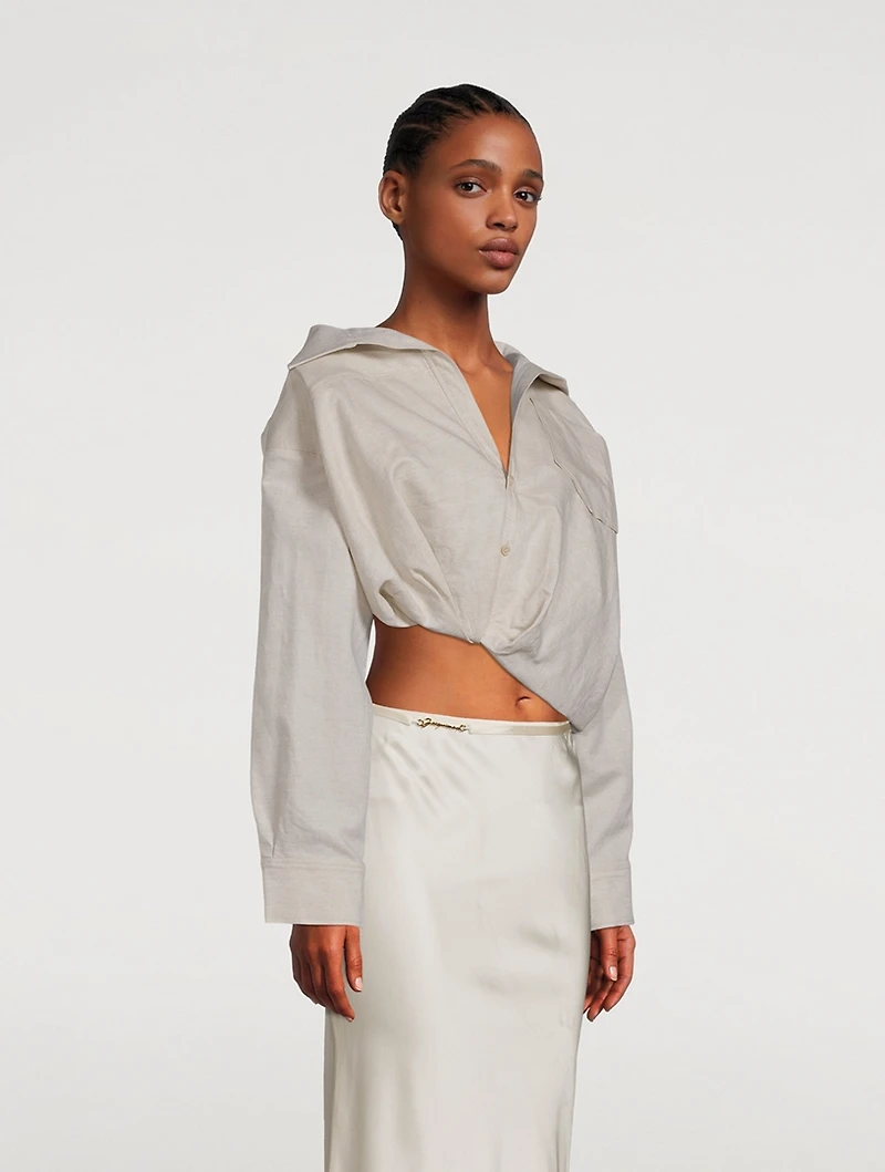 Mejean Cotton-Linen Cropped Shirt