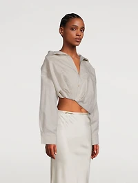 Mejean Cotton-Linen Cropped Shirt