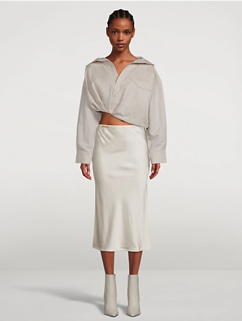 Mejean Cotton-Linen Cropped Shirt