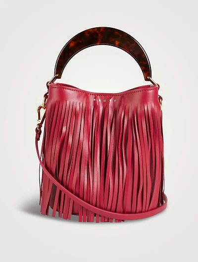 Small Venice Fringe Leather Bucket Bag