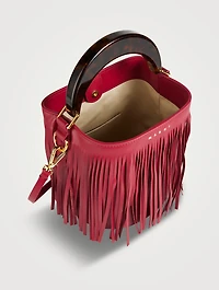 Small Venice Fringe Leather Bucket Bag