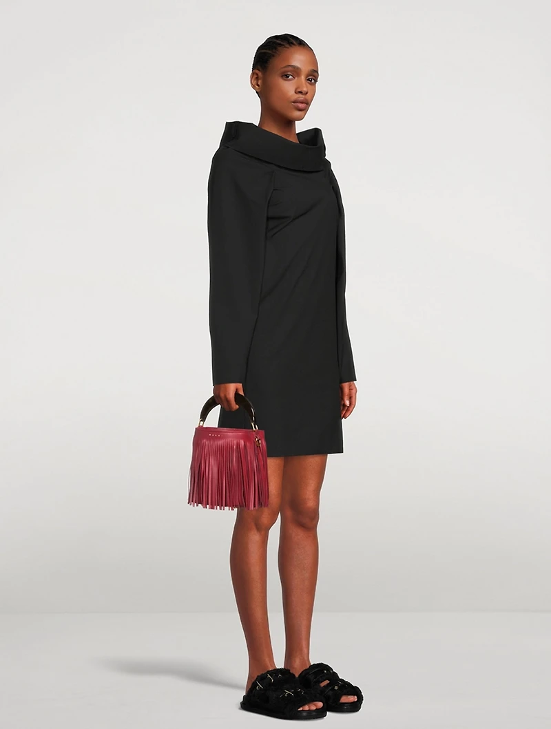 Small Venice Fringe Leather Bucket Bag