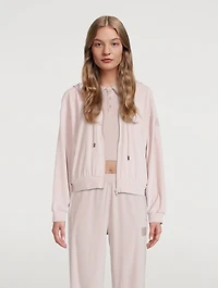 Glimmer Velour Zip-Front Hoodie