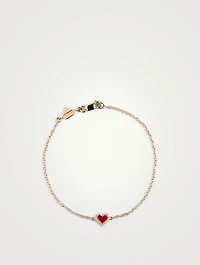 14K Gold Heart Bracelet With Diamonds