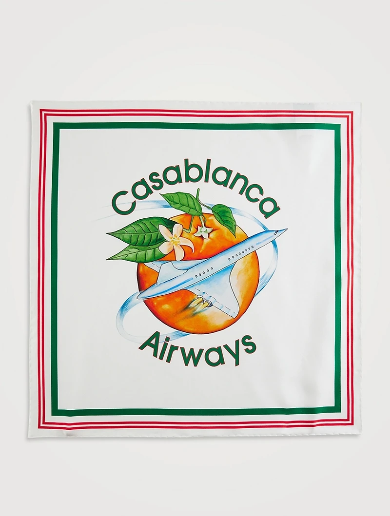 Silk Scarf In Orbit Au Tour De L'Orange Print