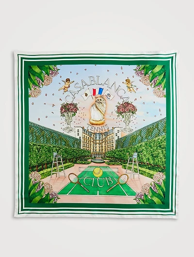 Silk Scarf In Tennis Club Privé Print