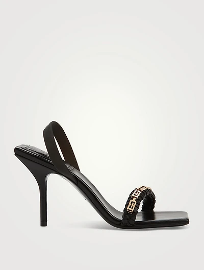 G Woven Leather Slingback Sandals