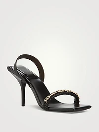 G Woven Leather Slingback Sandals