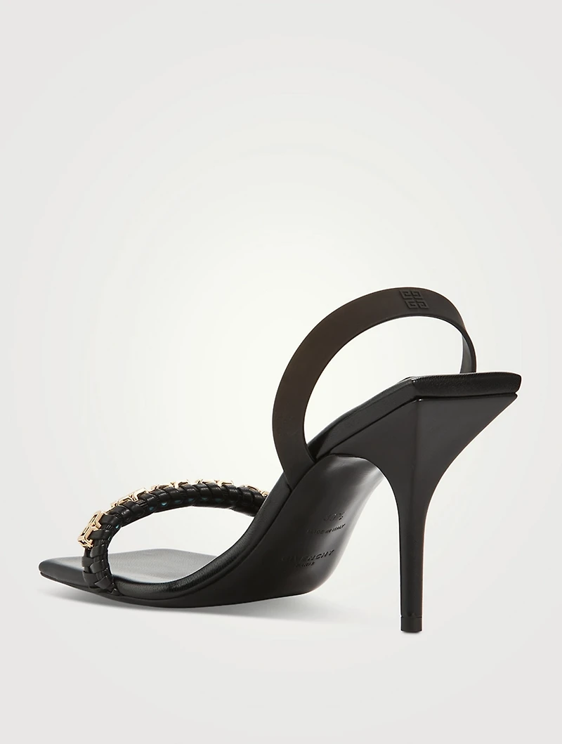 G Woven Leather Slingback Sandals
