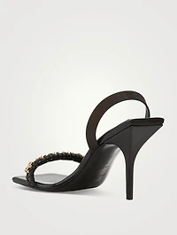 G Woven Leather Slingback Sandals