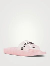 Transparent Logo Pool Slide Sandals