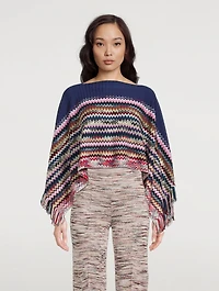 Zig-Zag Colourblock Cropped Poncho