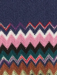 Zig-Zag Colourblock Cropped Poncho