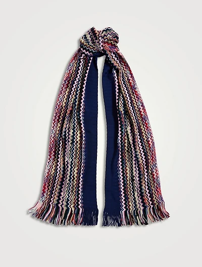 Wool Colourblock Zig-Zag Scarf