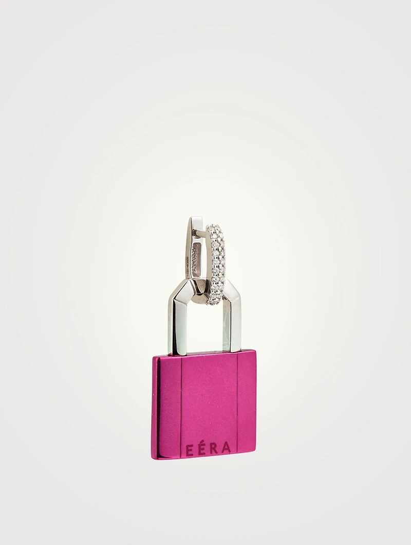 Big Lock White Gold And Silver Earring With Diamonds