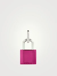 Big Lock White Gold And Silver Earring With Diamonds