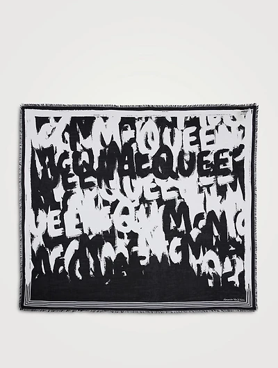 Faded Allover Graffiti Logo Scarf