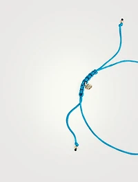 Cord Bracelet With 14K Gold Mini Diamond Happy Face Charm