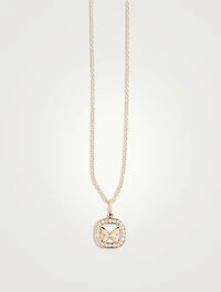 14K Gold Open Icon Butterfly Pendant Necklace With Diamonds