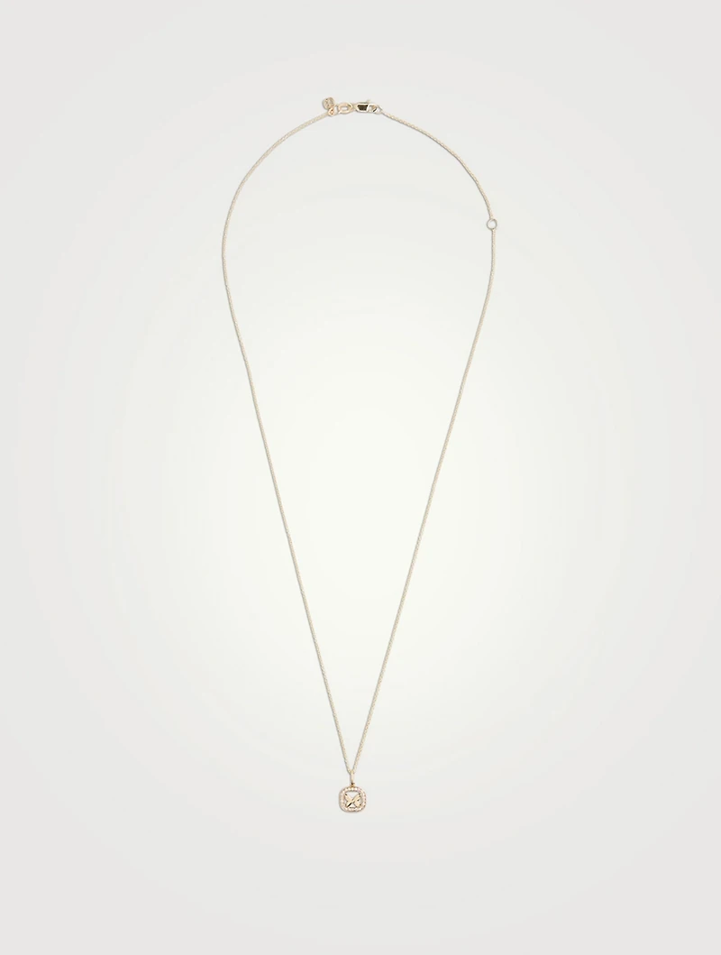 14K Gold Open Icon Butterfly Pendant Necklace With Diamonds