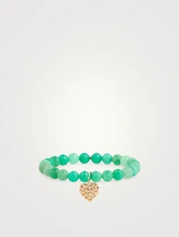 Beaded Bracelet With 14K Gold Heart Charm