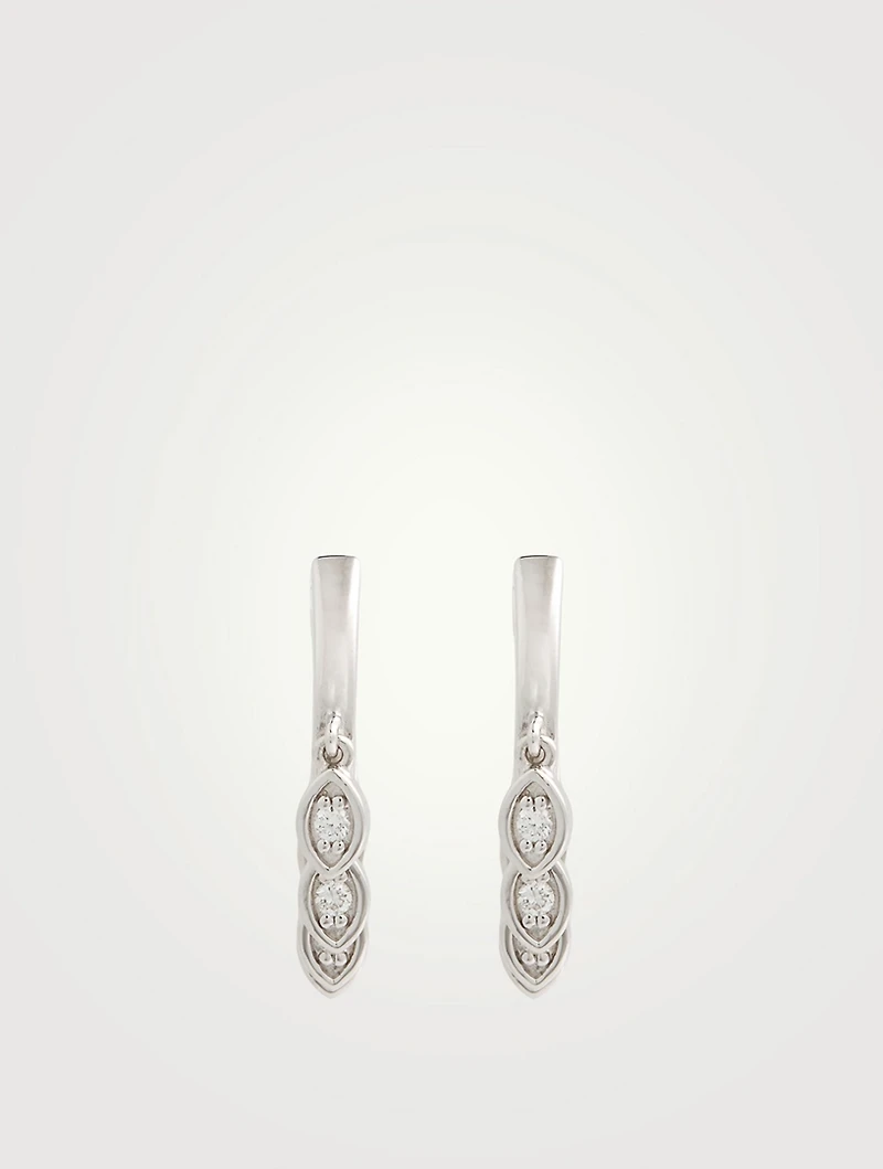 14K Gold Evil Eye Fringe Huggie Hoop Earrings With Diamonds
