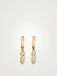 14K Gold Evil Eye Fringe Huggie Hoop Earrings With Diamonds