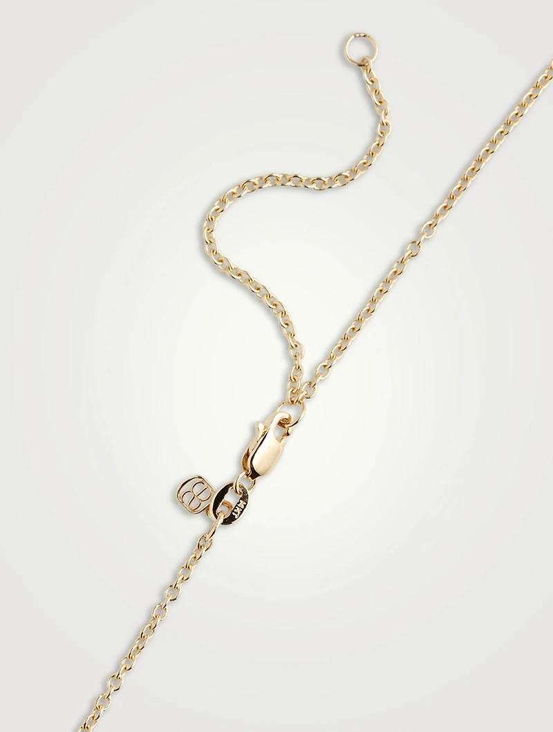 14K Gold Daisy Love Script Necklace With Diamonds