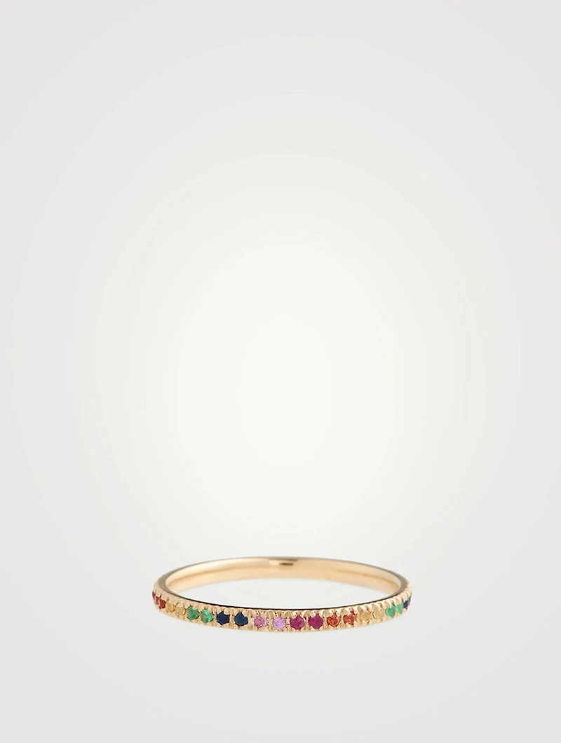 14K Gold Rainbow Eternity Ring