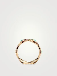 14K Gold Evil Eye Rainbow Eternity Ring