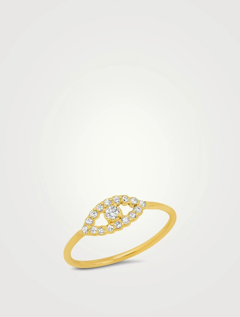 18K Gold Open Evil Eye Ring With Diamonds