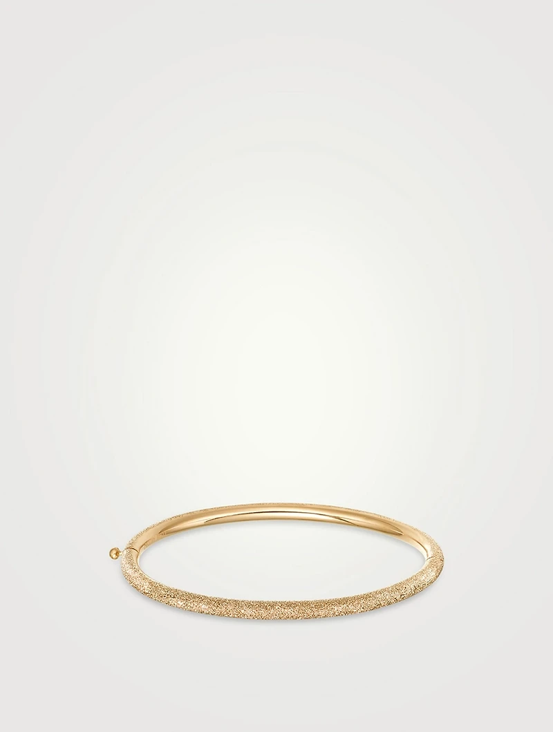 18K Gold Florentine Finish Thick Bangle Bracelet