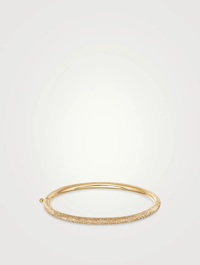 18K Gold Florentine Finish Thick Bangle Bracelet
