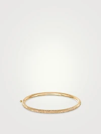 18K Gold Florentine Finish Thick Bangle Bracelet