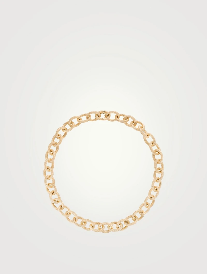 18K Gold 1885 Florentine Finish Short Link Necklace