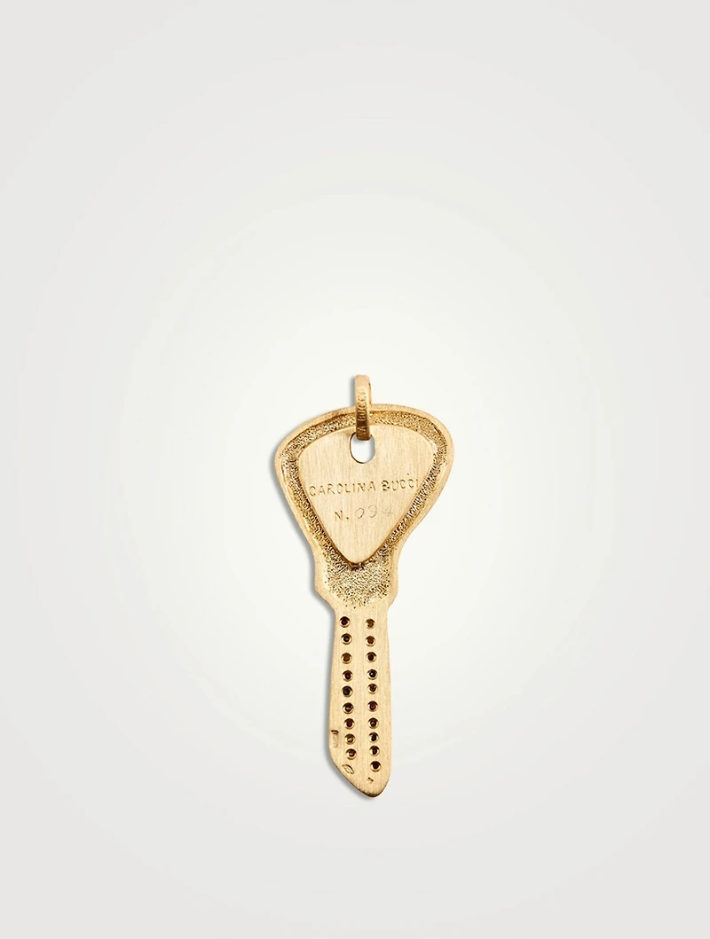 18K Gold Pavé Blade Key Pendant With Sapphires