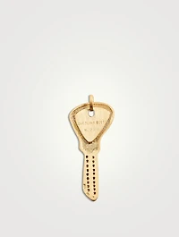 18K Gold Pavé Blade Key Pendant With Sapphires