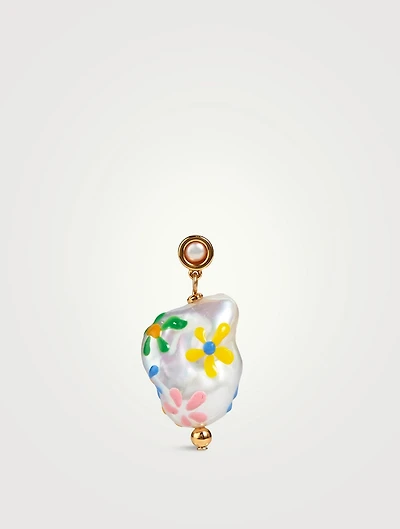 Nia Flower Pearl Drop Earring