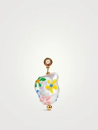 Nia Flower Pearl Drop Earring