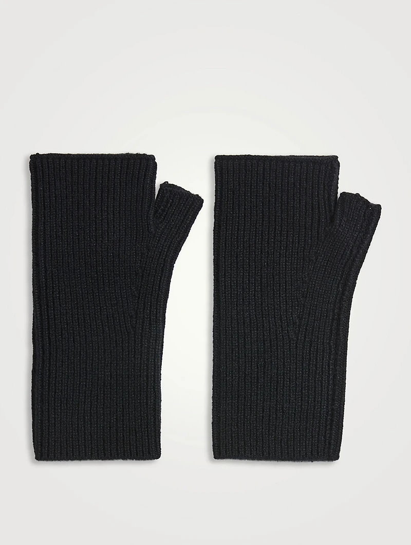 Madrid Ribbed Cashmere Fingerless Gloves
