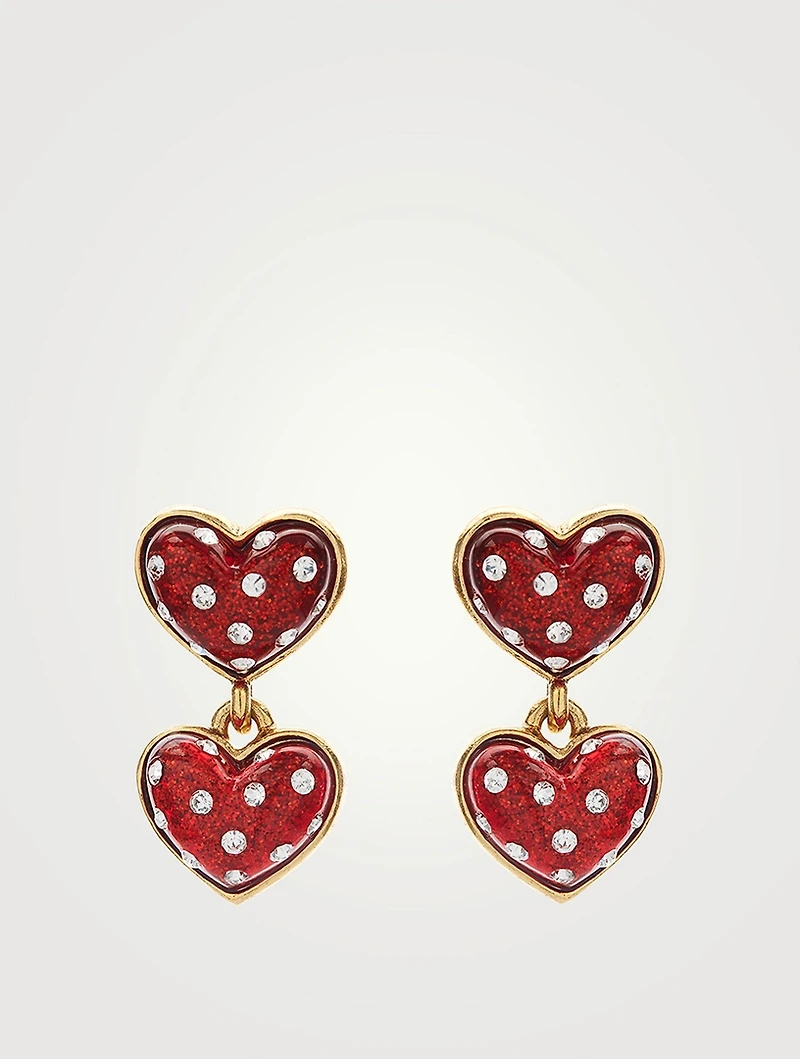 Small Sweetheart Earrings With Crystals