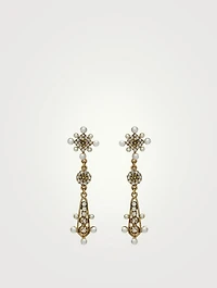 Medium Florentine Drop Earrings With Crystals And Faux Pearl
