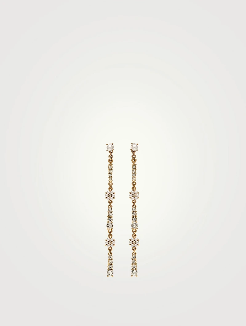 Florentine Long Drop Earrings With Faux Pearls And Crystals