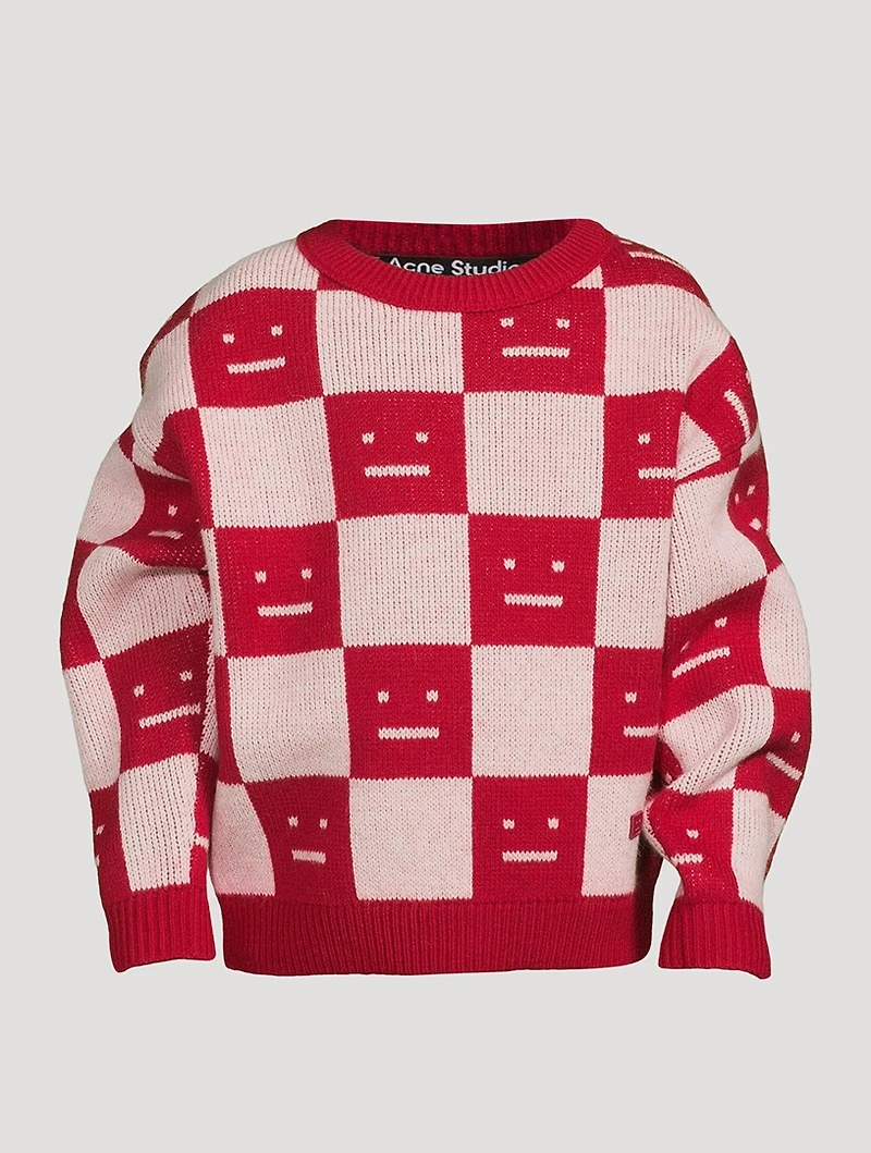 Wool Sweater With Face Jacquard