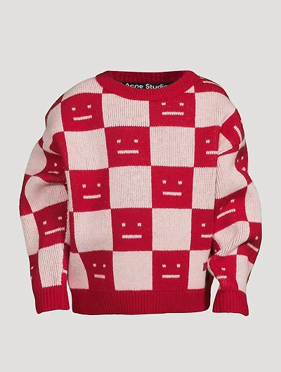 Wool Sweater With Face Jacquard