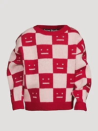 Wool Sweater With Face Jacquard